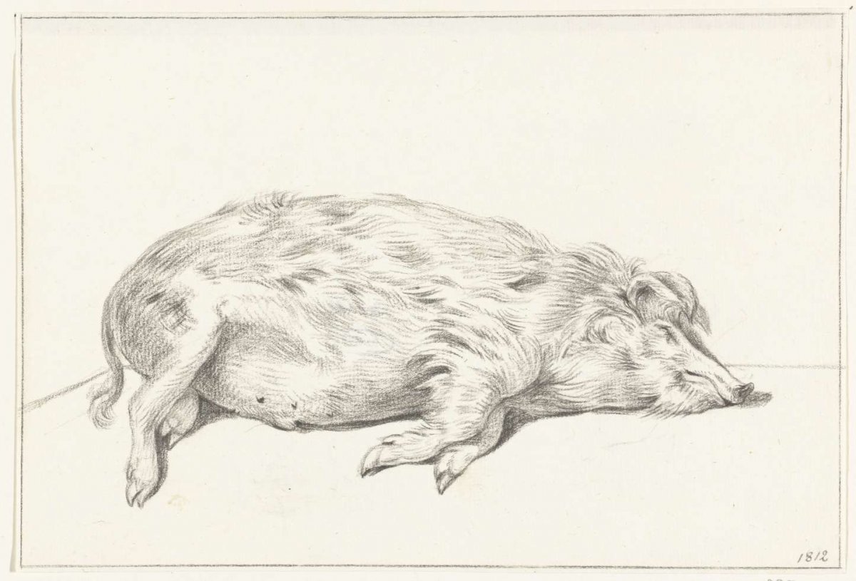 Reclining pig, to the right, Jean Bernard, 1812