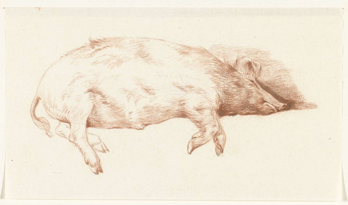Reclining pig, to the right, Jean Bernard, 1775 - 1833