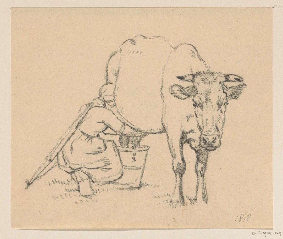 Koe wordt gemolken, Jean Bernard, 1818