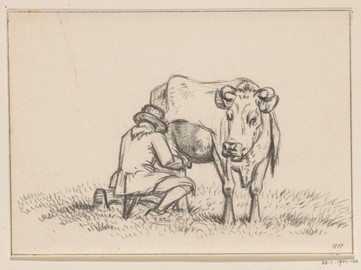 A cow is milked, Jean Bernard, 1817