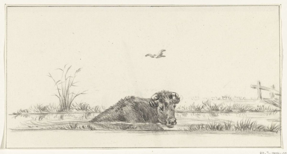 Cow in the water, Jean Bernard, 1775 - 1833