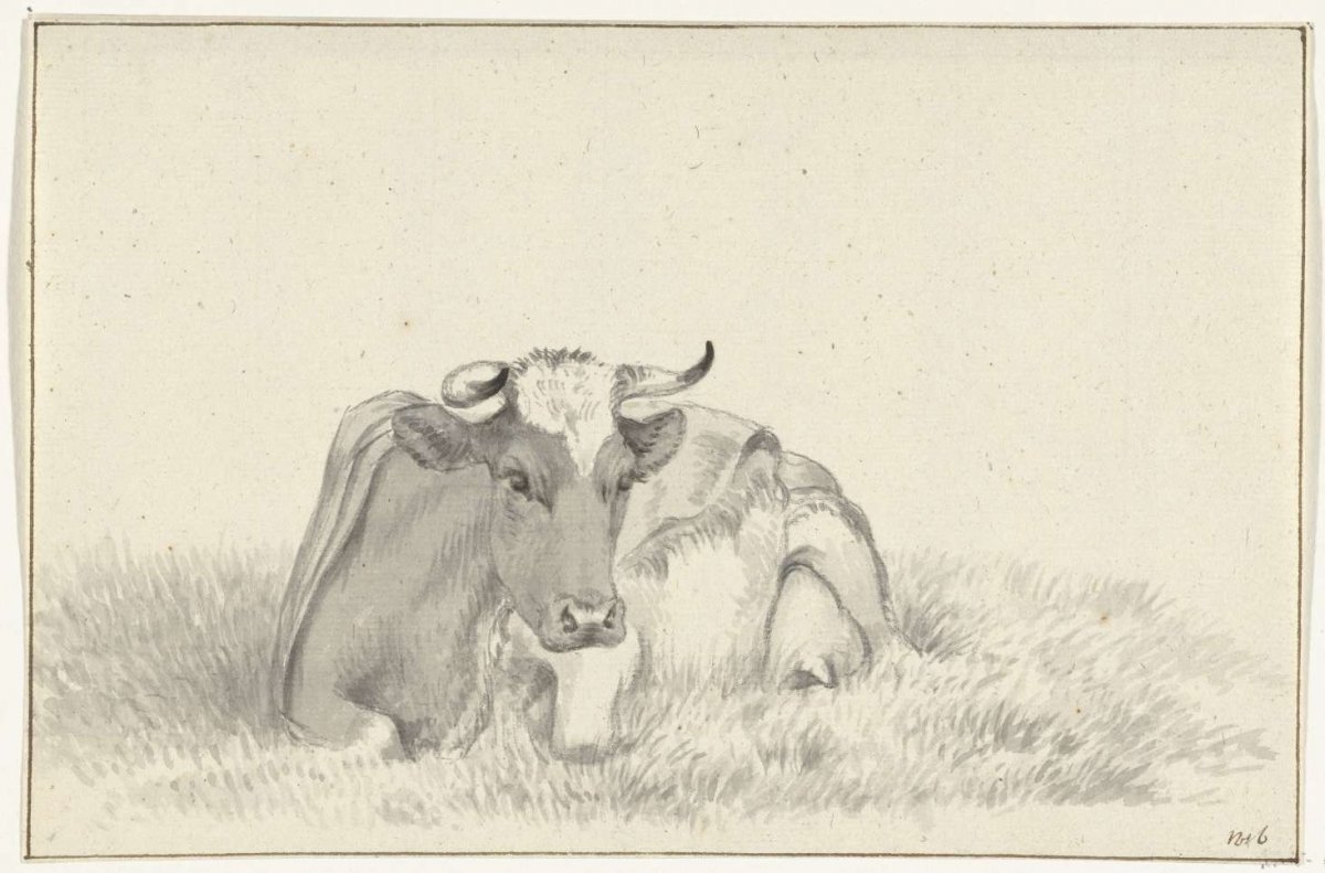 Reclining cow, from the front, Jean Bernard, 1816
