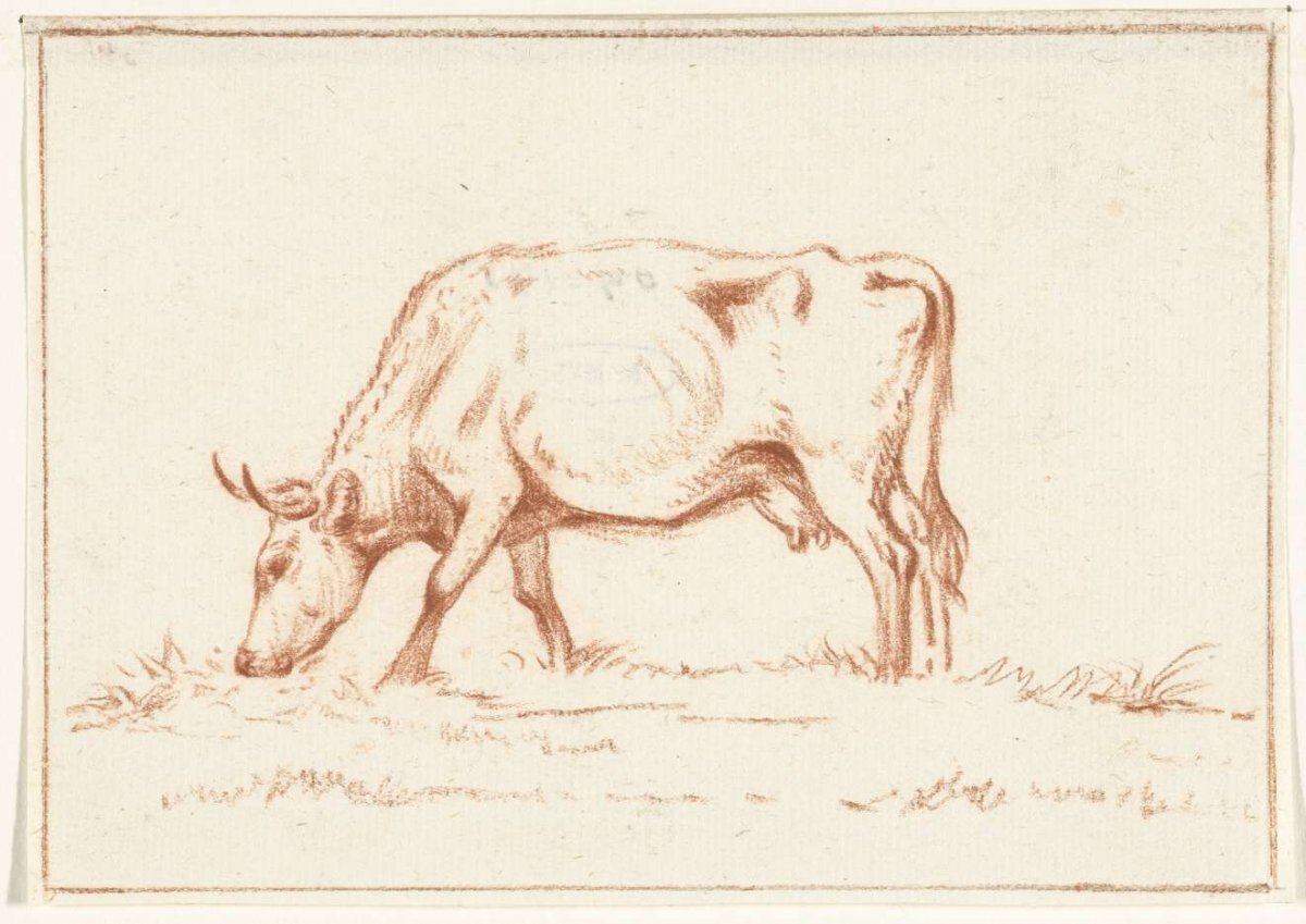 Grazing cow, to the left, Jean Bernard, 1775 - 1833