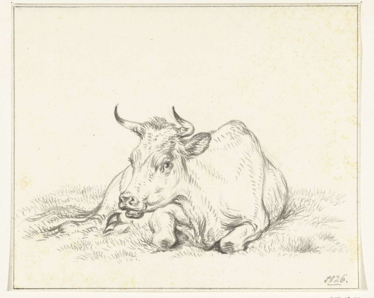 Reclining cow, from the front, Jean Bernard, 1826
