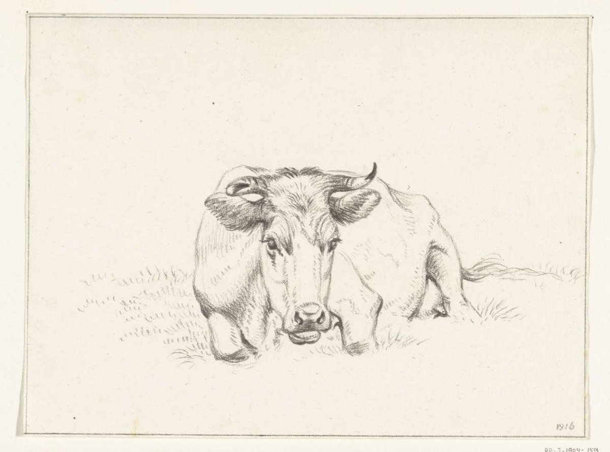 Reclining cow, from the front, Jean Bernard, 1816