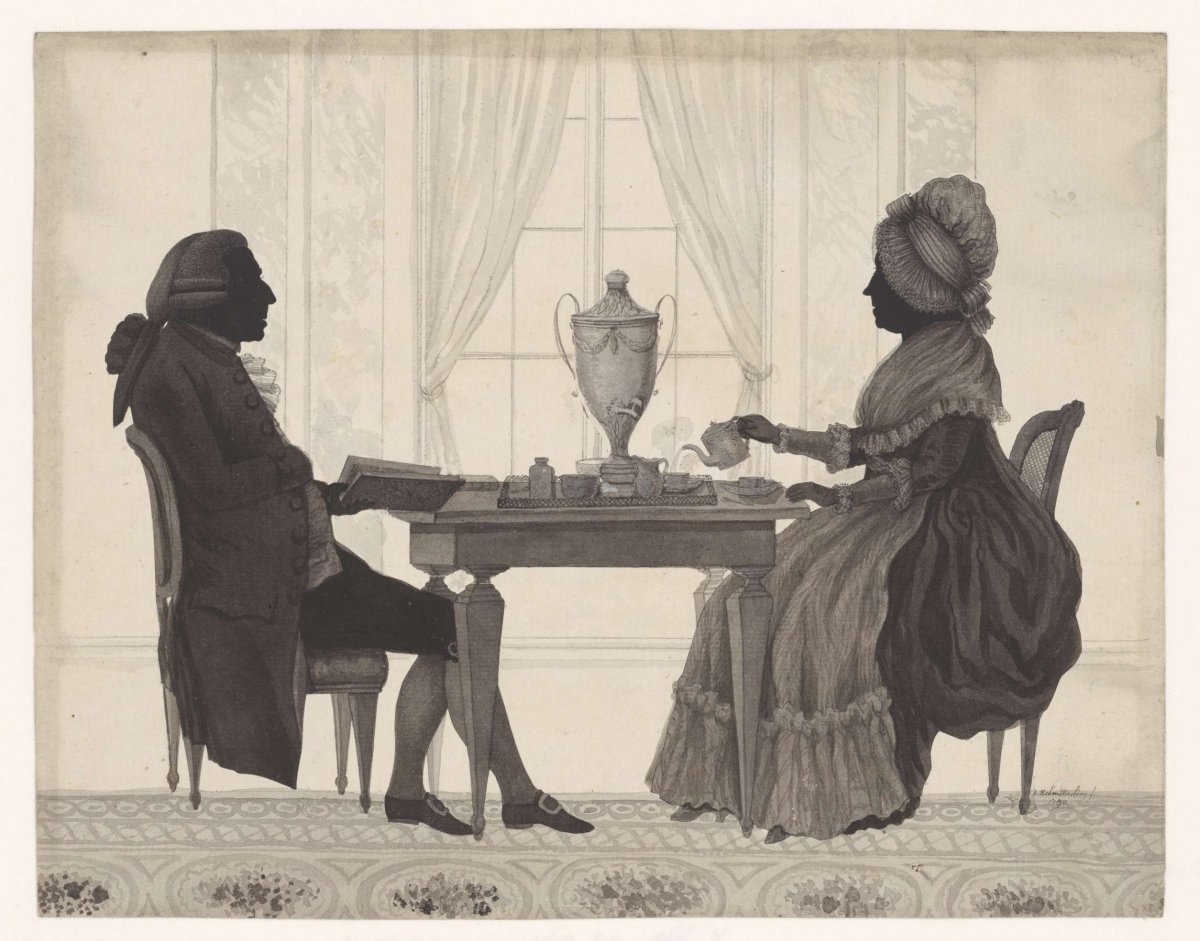 Louis Metayer and Antoinette Bernard at the table, Joseph Adolf Schmetterling, 1790