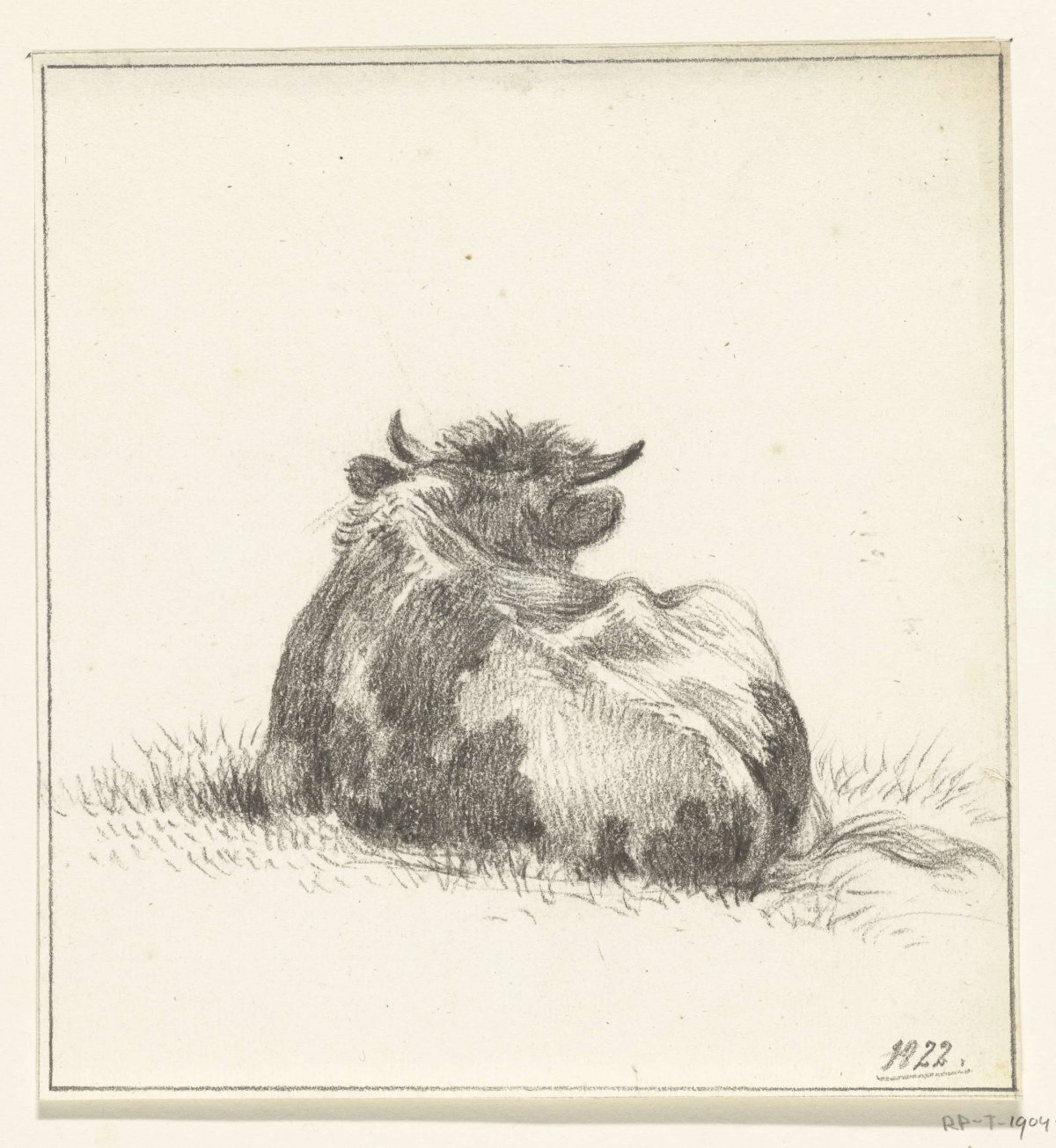 Reclining cow, from behind, Jean Bernard, 1822