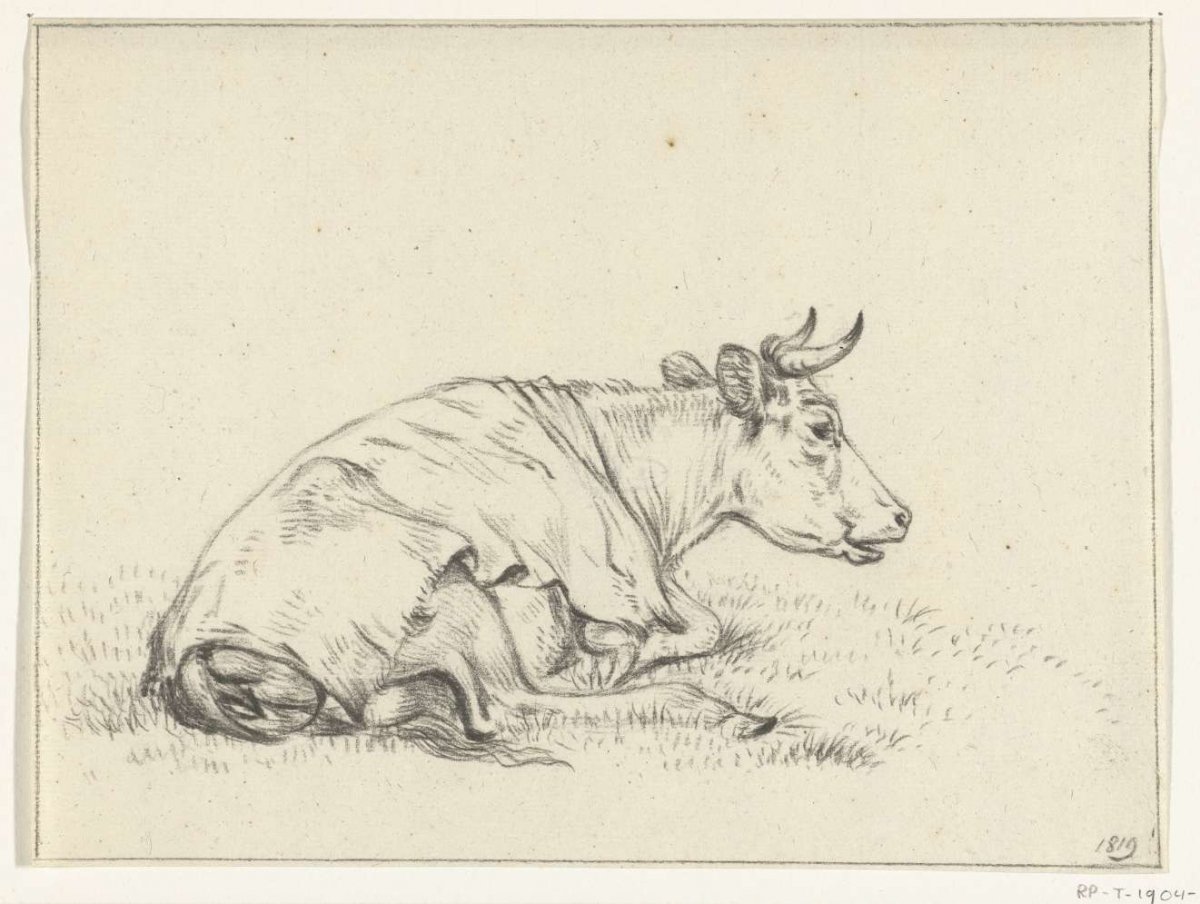 Reclining cow, to the right, Jean Bernard, 1819