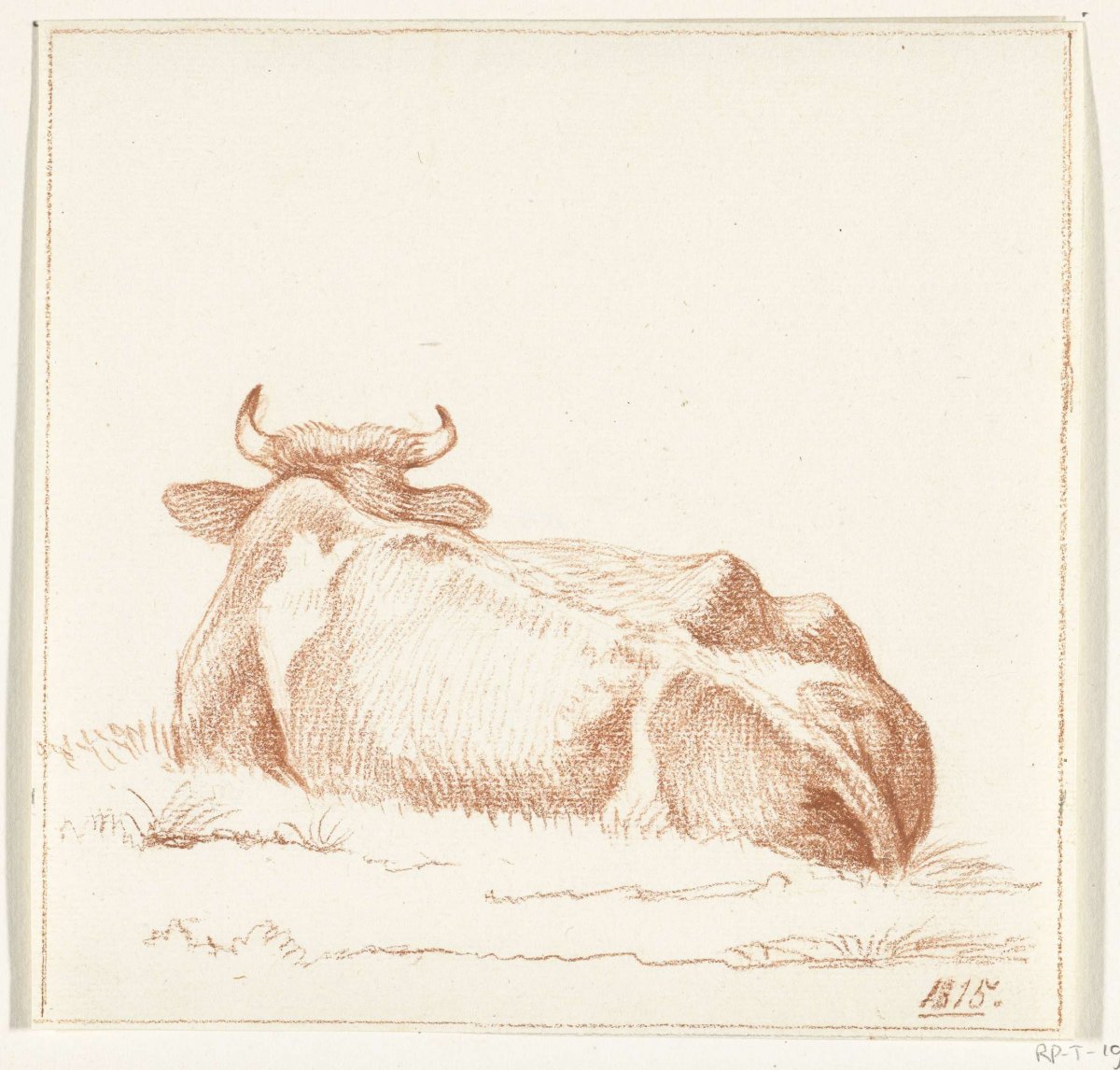 Reclining cow, seen from behind, Jean Bernard, 1815