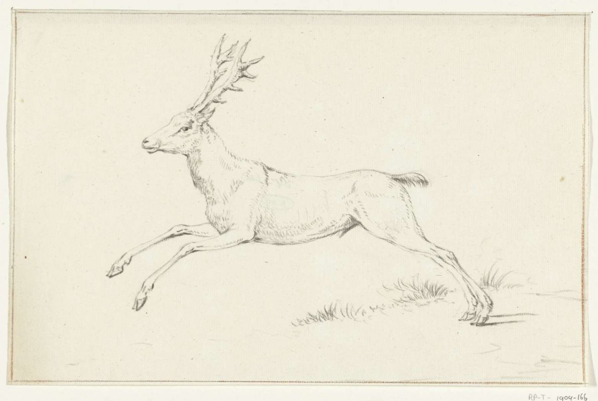 Jumping deer, to the left, Jean Bernard, 1775 - 1833