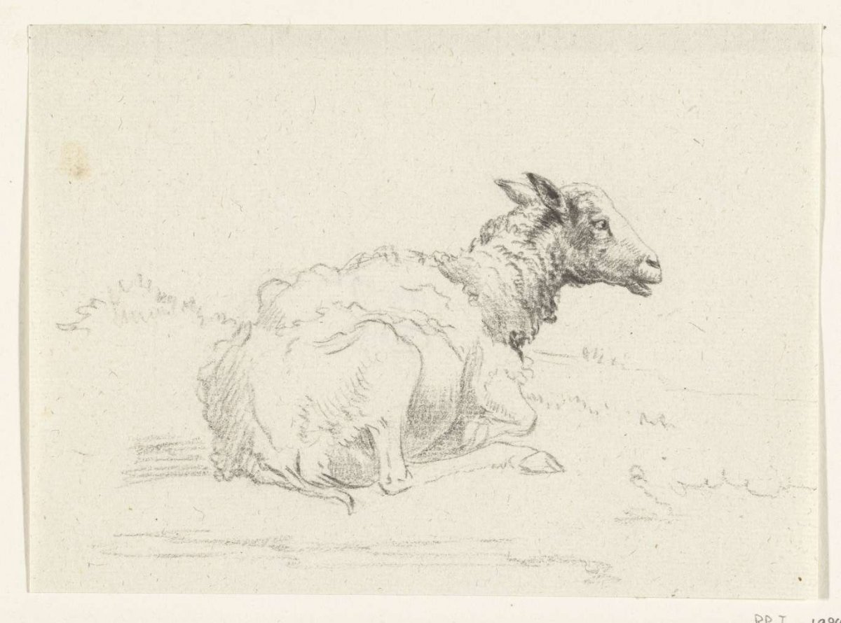Reclining sheep, to the right, Jean Bernard, 1775 - 1833