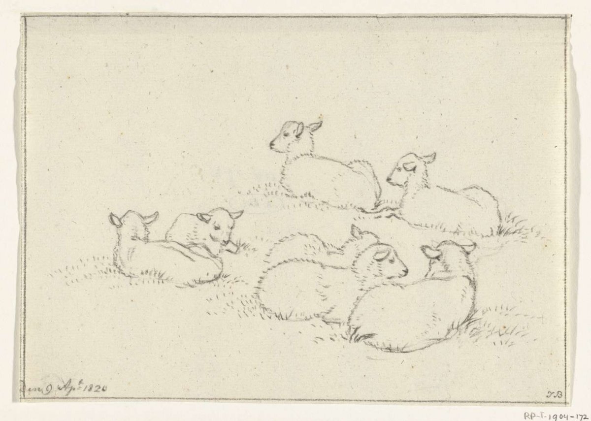 Zes liggende lammetjes, Jean Bernard, 1820