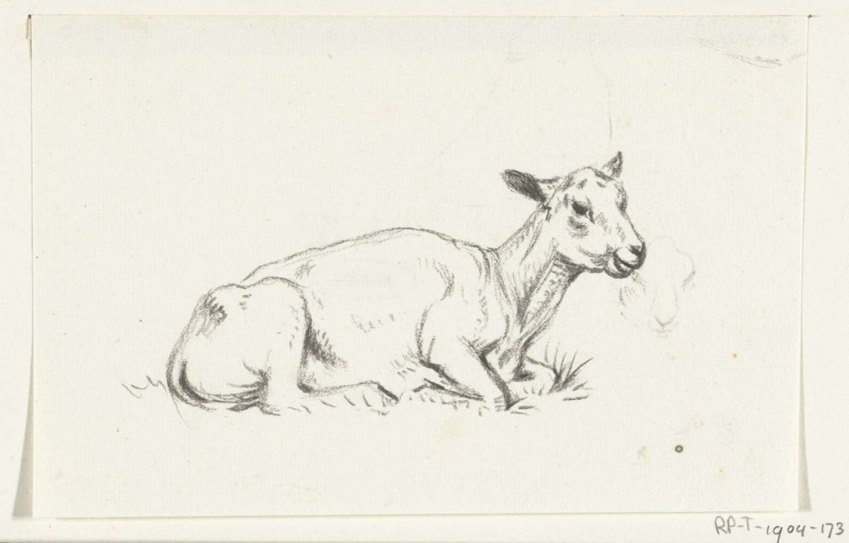 Reclining sheared sheep, to the right, Jean Bernard, 1775 - 1833