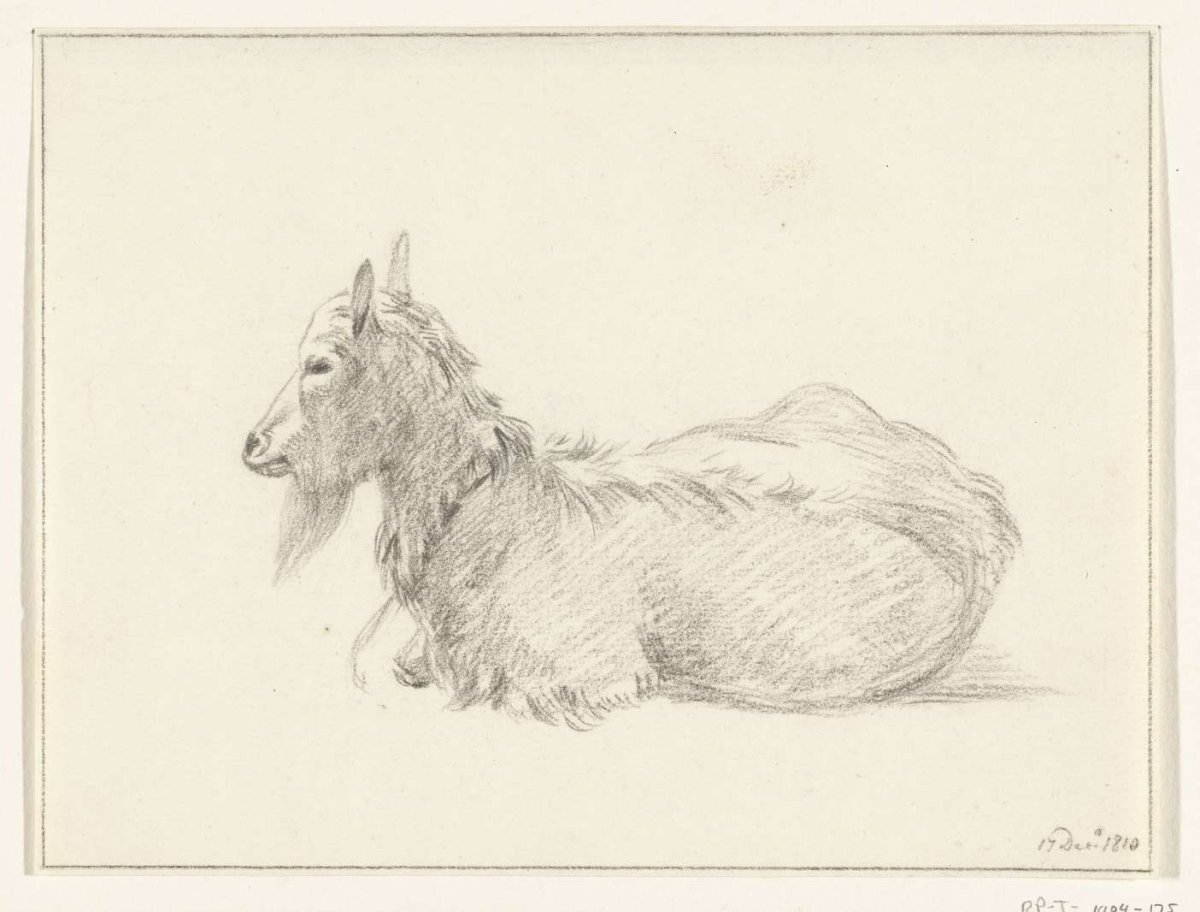 Reclining goat, to the left, Jean Bernard, 1810