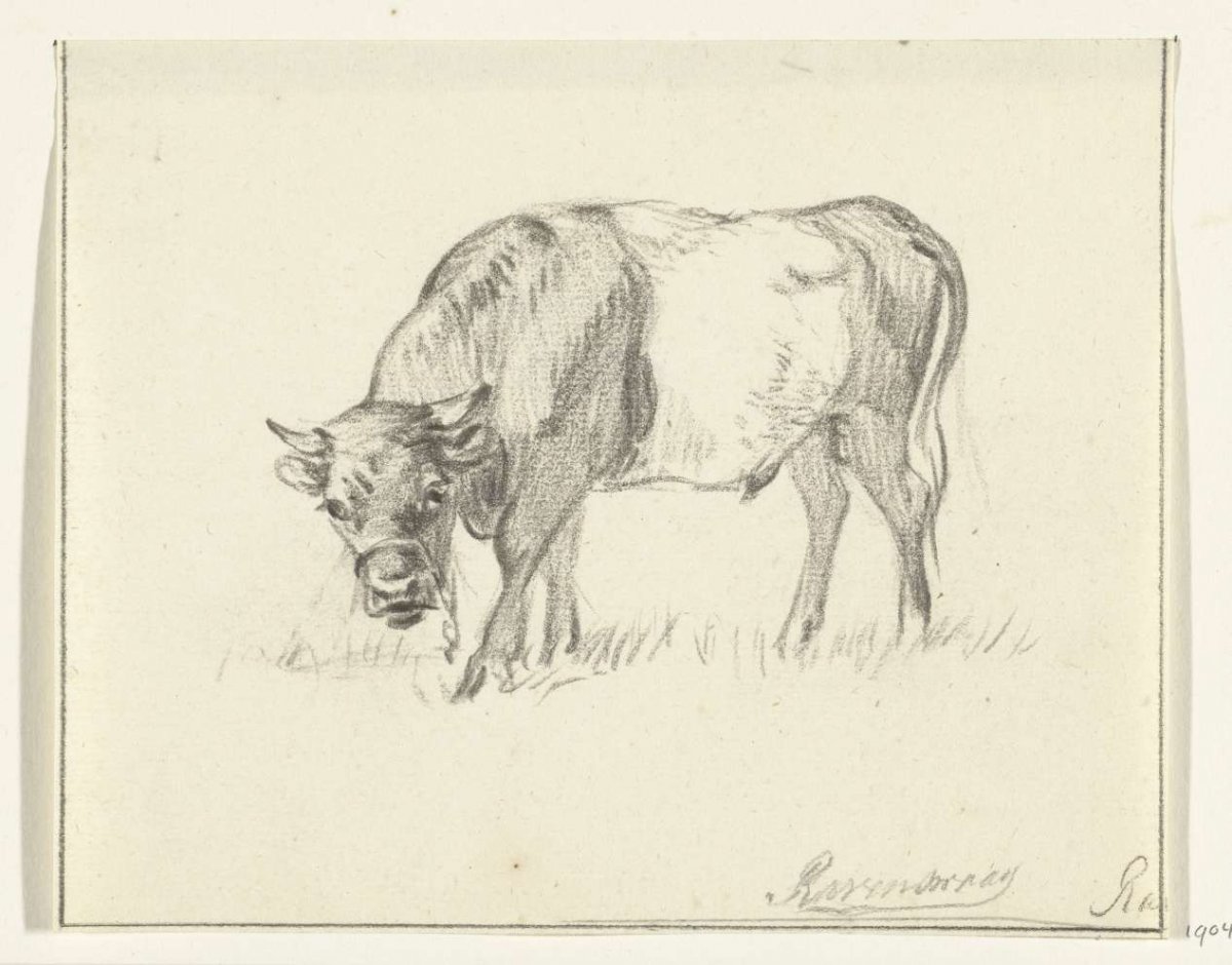 Grazing bull, to the left, Jean Bernard, 1775 - 1833