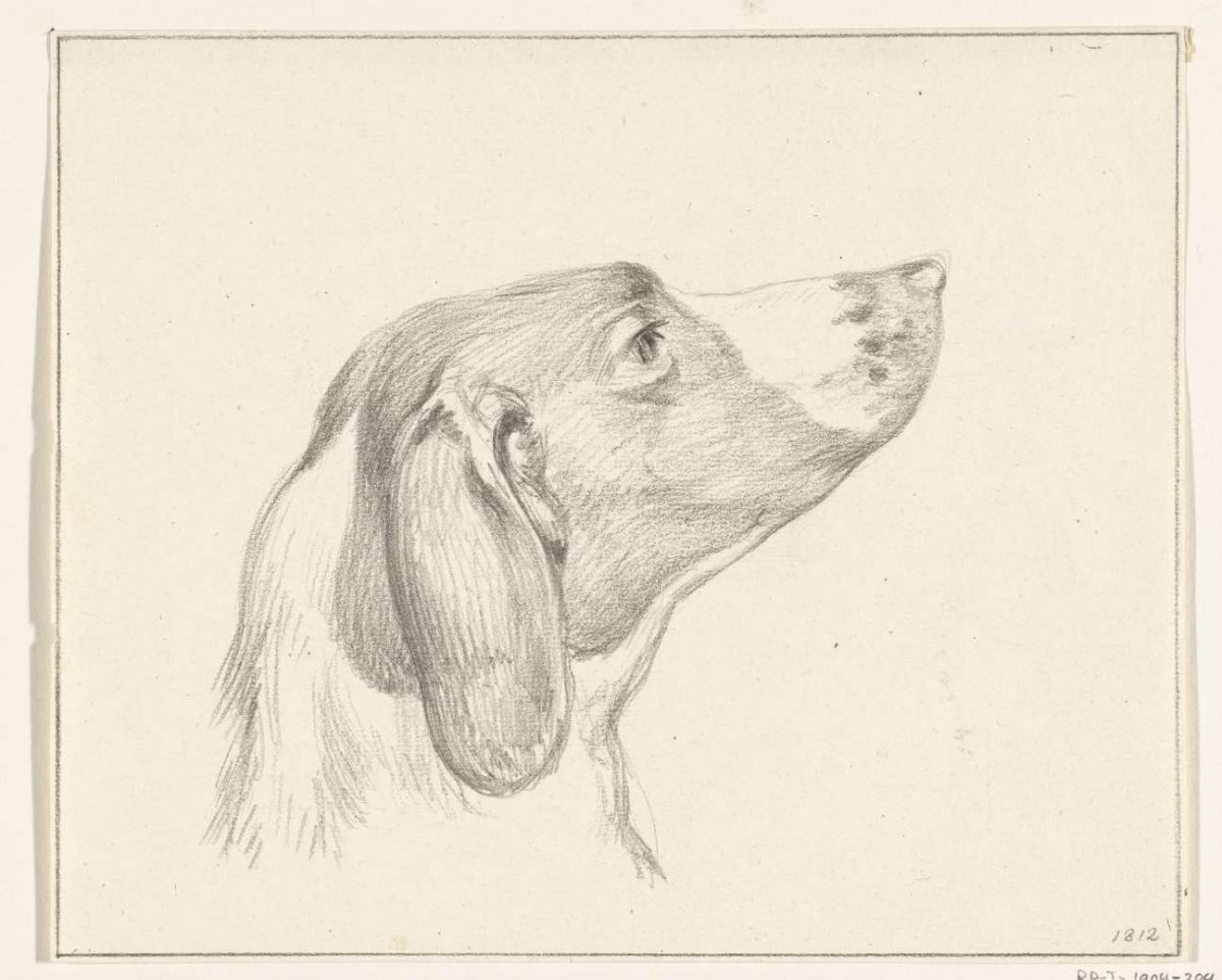 Head of a dog, to the right, Jean Bernard, 1812