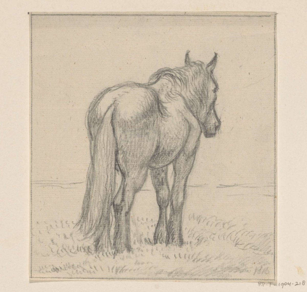 Standing horse, angled from behind, Jean Bernard, 1775 - 1833