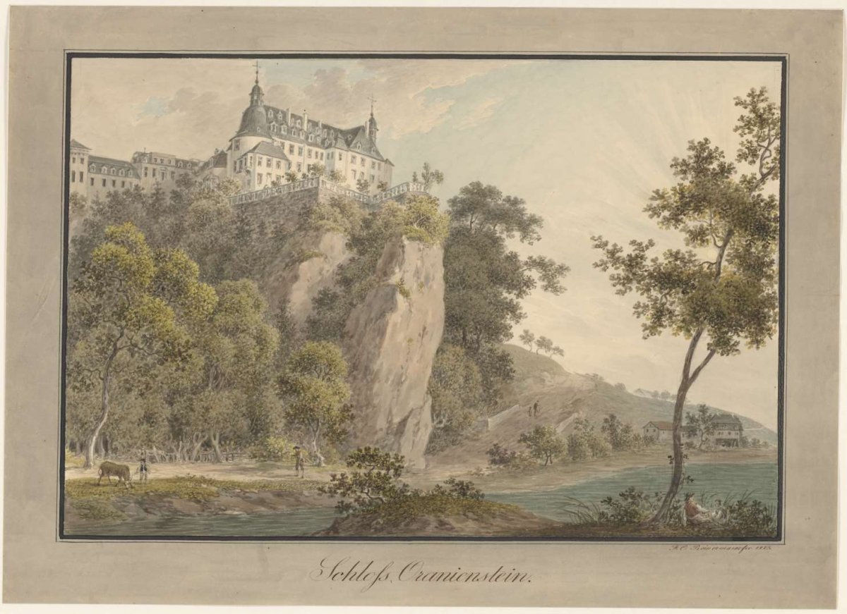 View of the Oranienstein castle, Friedrich Christian Reinermann, 1823