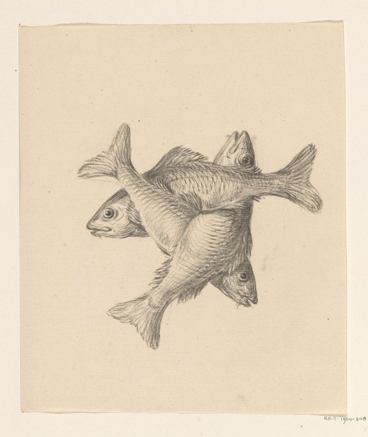 Three crosswise arranged fish, Jean Bernard, 1775 - 1833