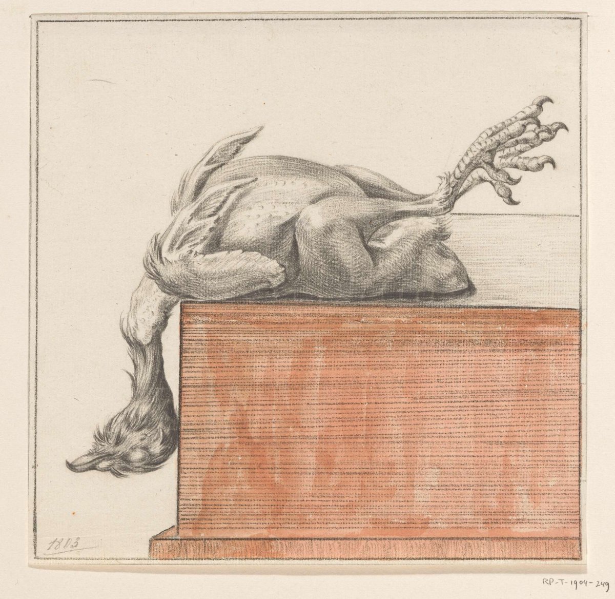 Reclining dead bird, head hanging down, Jean Bernard, 1803