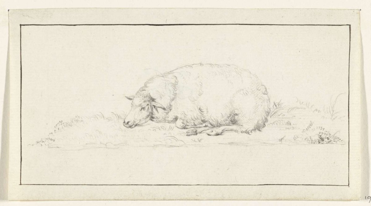 Reclining sheep, to the left, Jean Bernard, 1775 - 1833