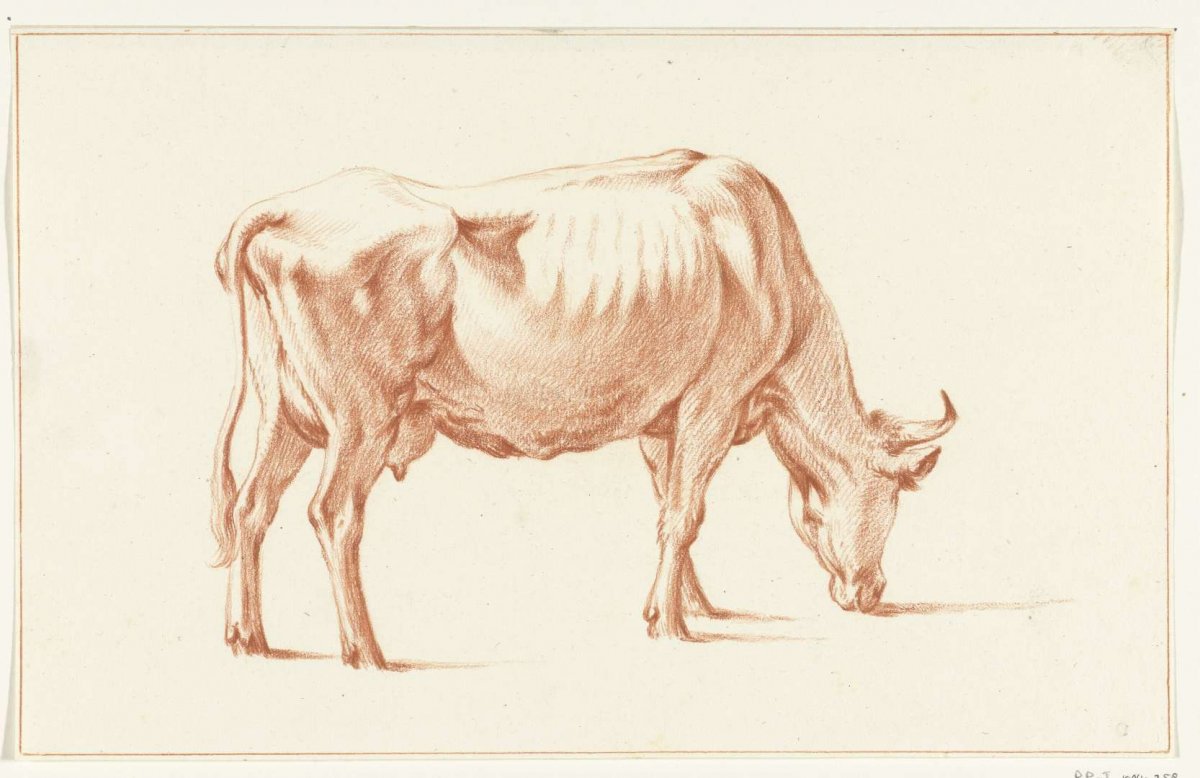 Grazing cow, to the right, Jean Bernard, 1775 - 1833