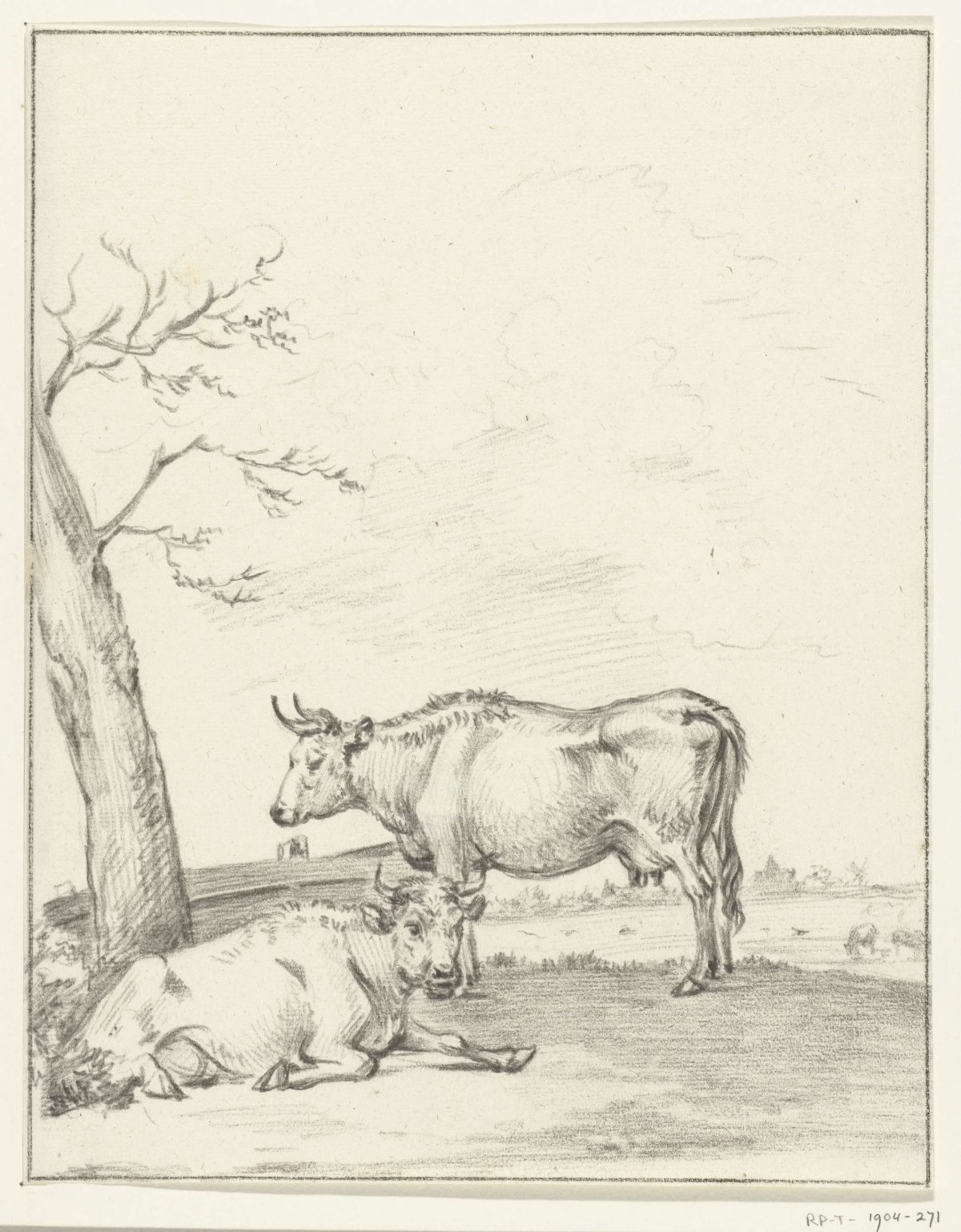 Standing and reclining cow, Jean Bernard, 1775 - 1833