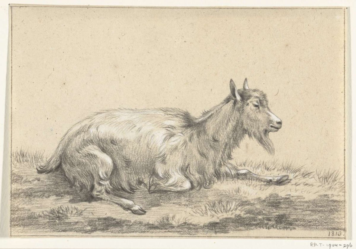 Reclining goat, to the right, Jean Bernard, 1813