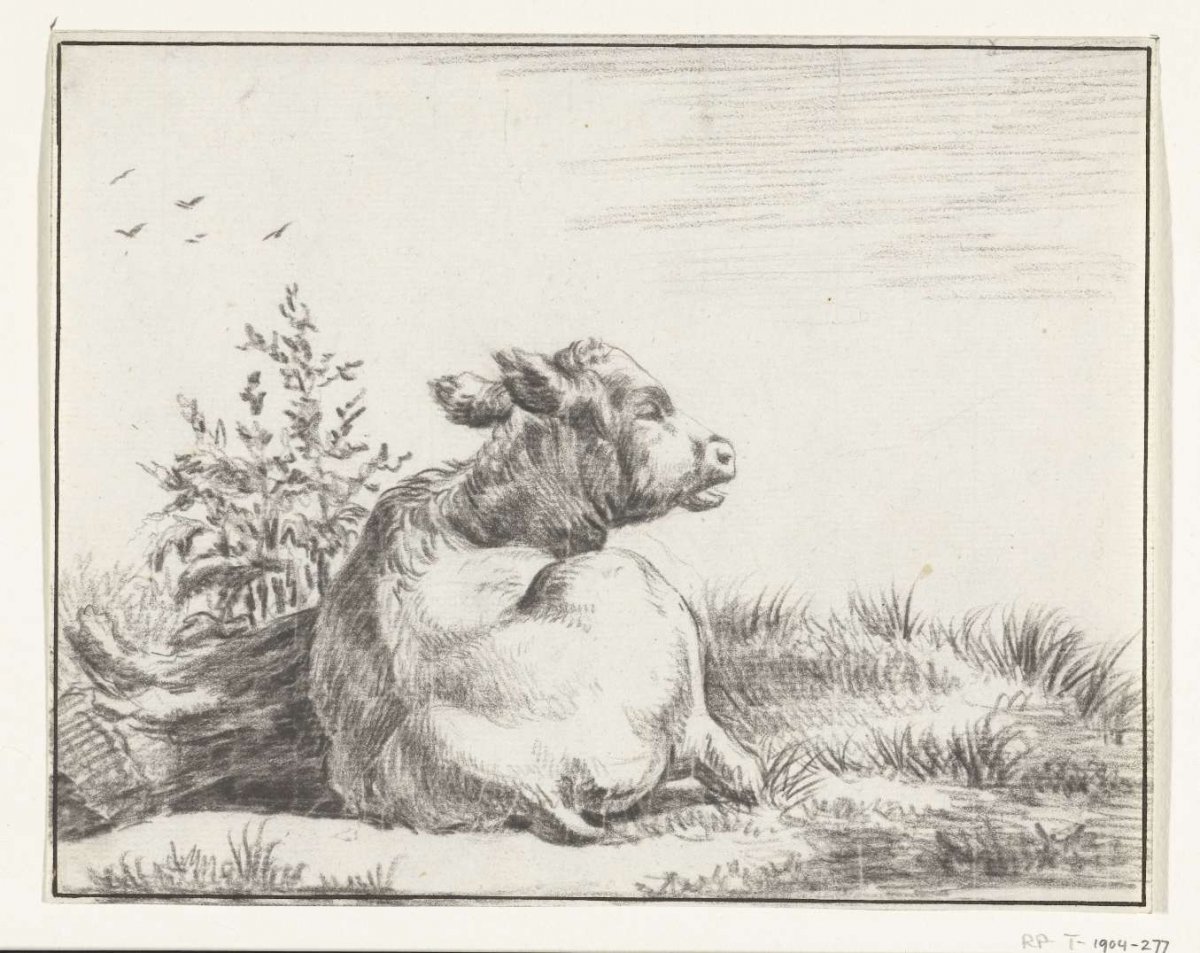 Reclining cow, from behind, Jean Bernard, 1775 - 1833