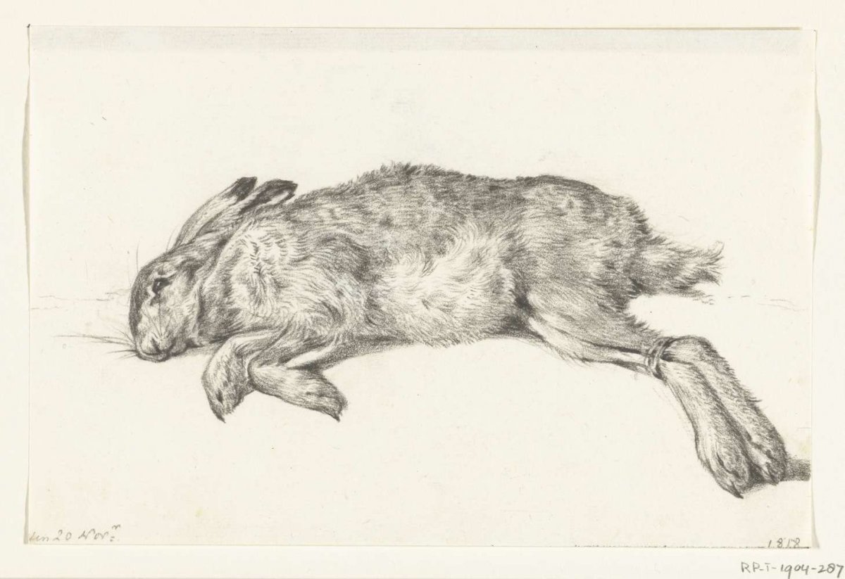 Liggende dode haas, Jean Bernard, 1818