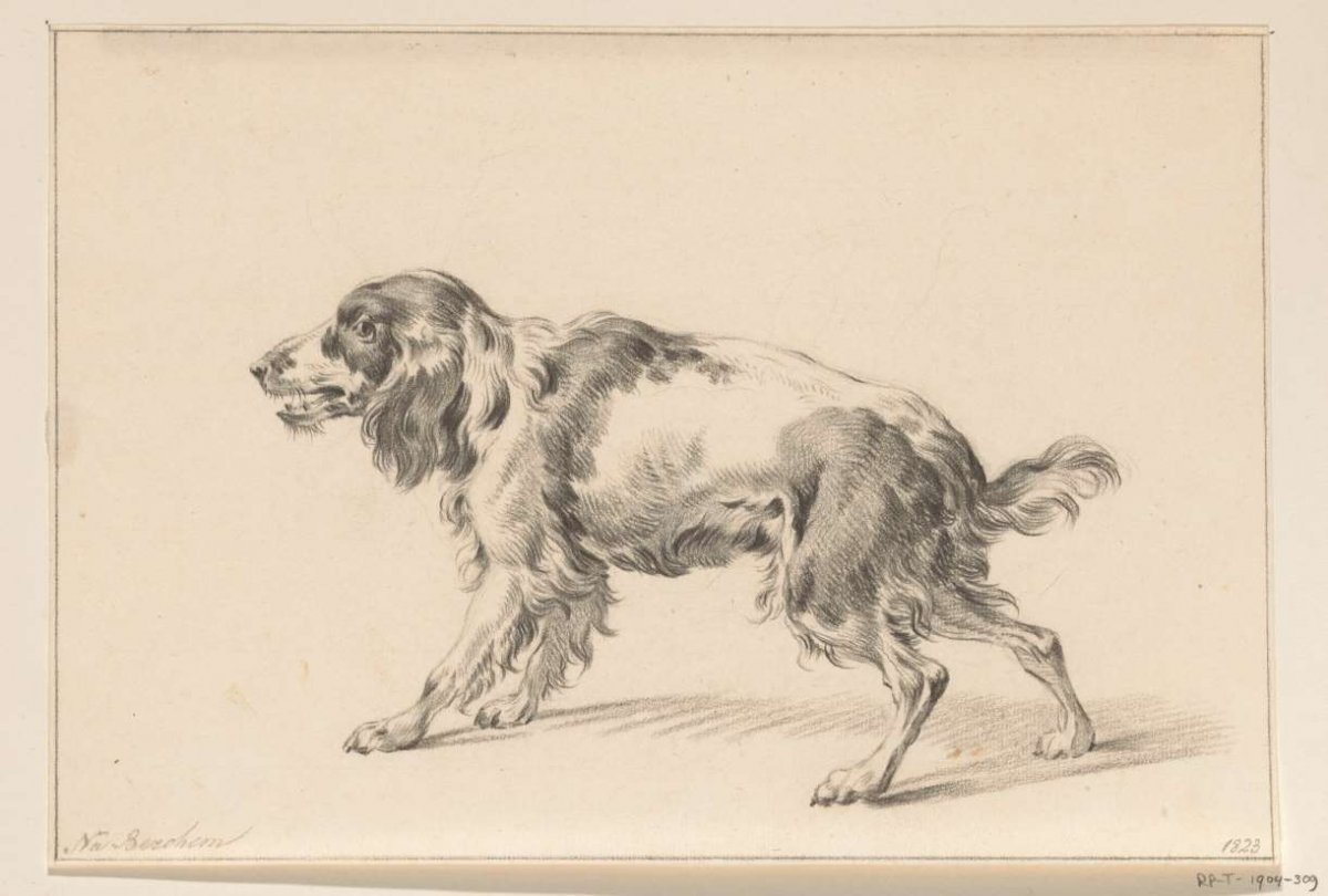 Standing barking dog, to the left, Jean Bernard, 1823