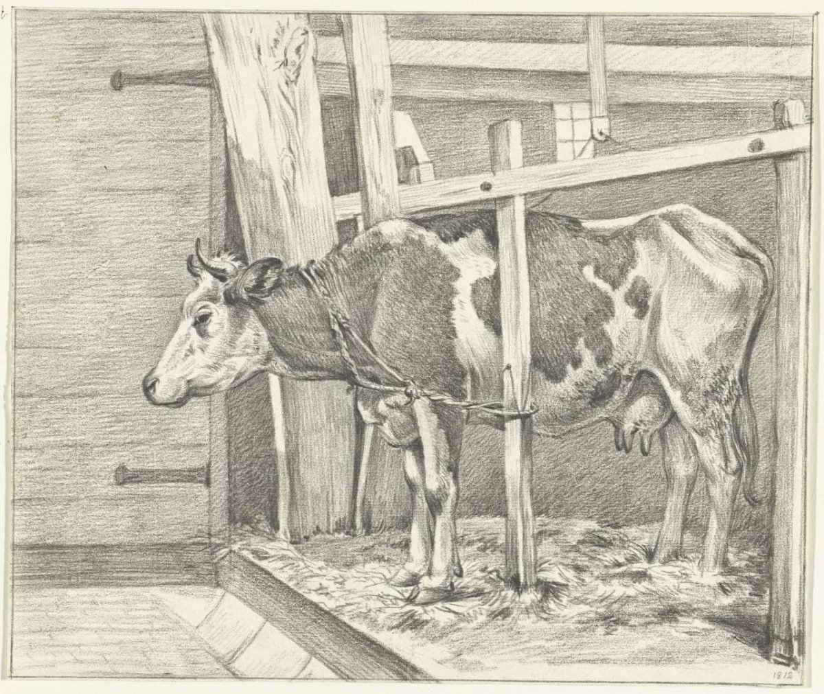 Standing cow in the barn, Jean Bernard, 1812