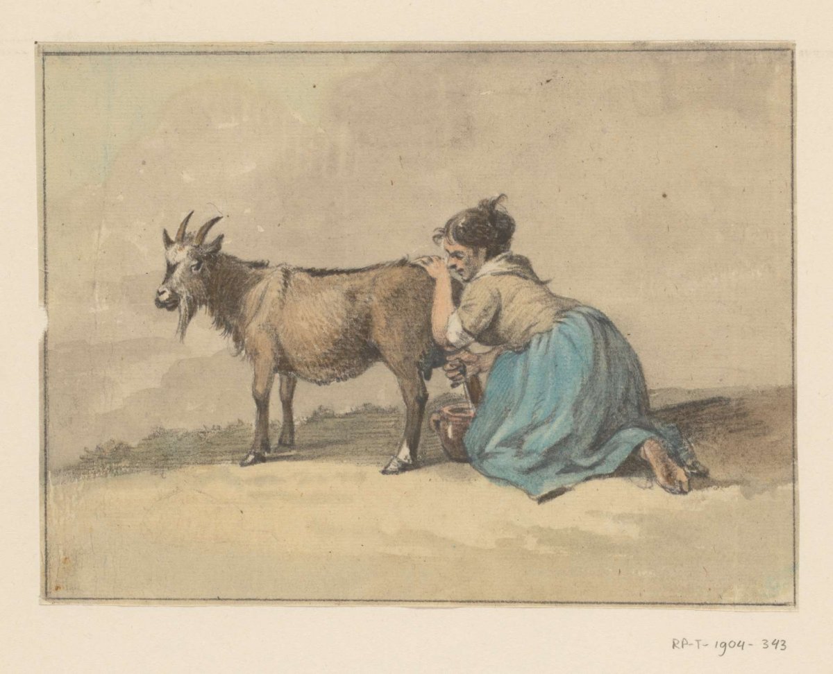Woman milking a goat, Jean Bernard, 1775 - 1833