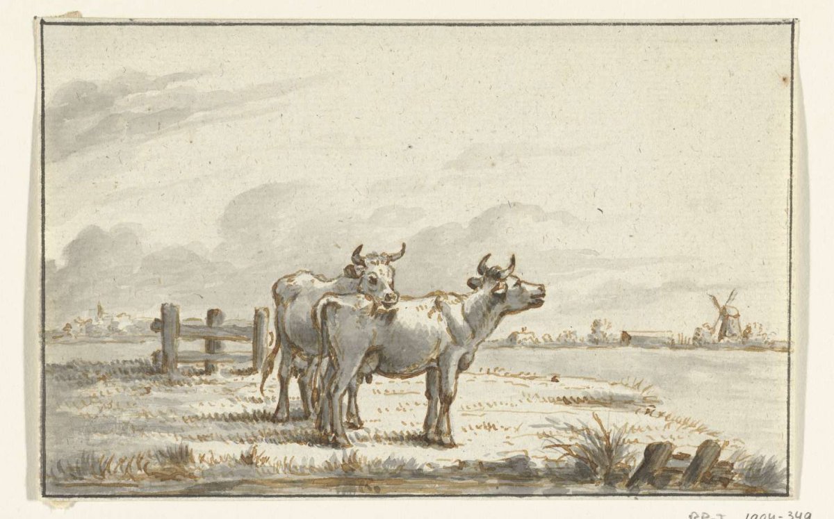 Two cows in the pasture, Jean Bernard, 1775 - 1833