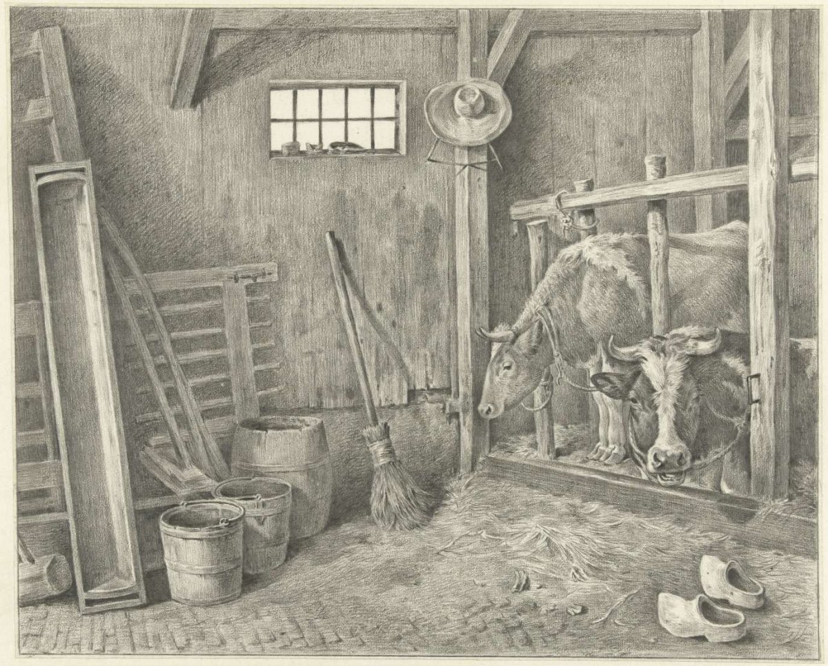 Stable with two cows, Jean Bernard, 1775 - 1833