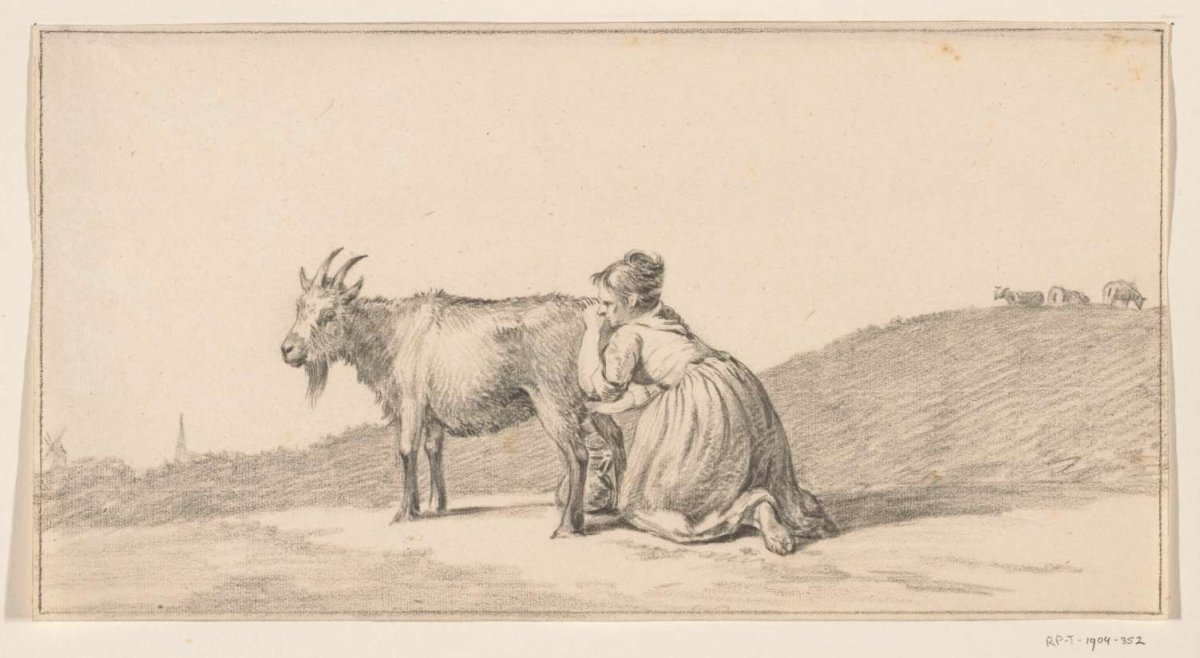 Woman milking a goat, Jean Bernard, 1775 - 1833