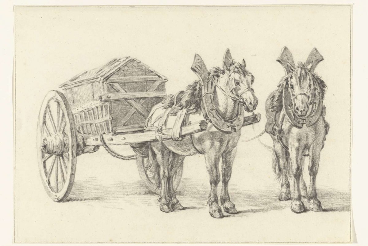 Horse and cart, with a second sketch of the horse, Jean Bernard, 1775 - 1833
