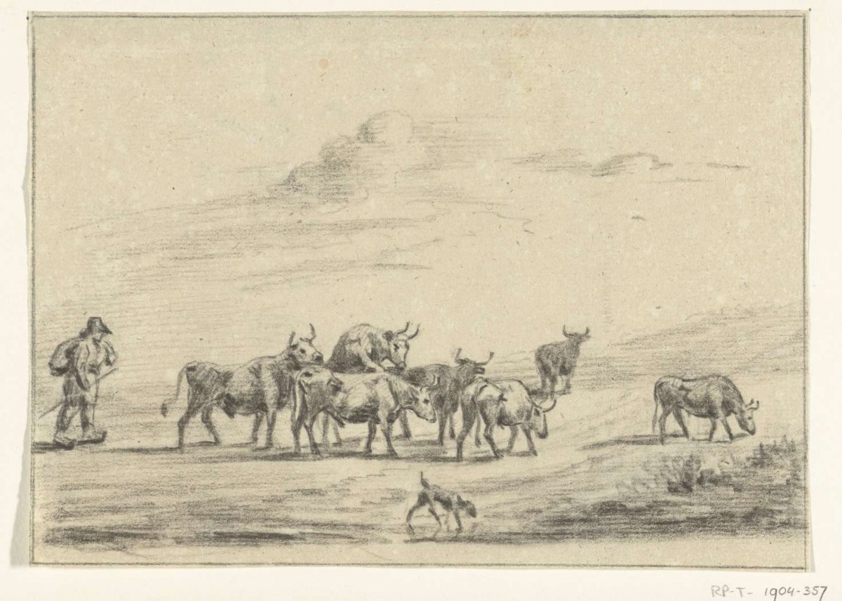 Cow driver with a group of cattle, Jean Bernard, 1775 - 1833