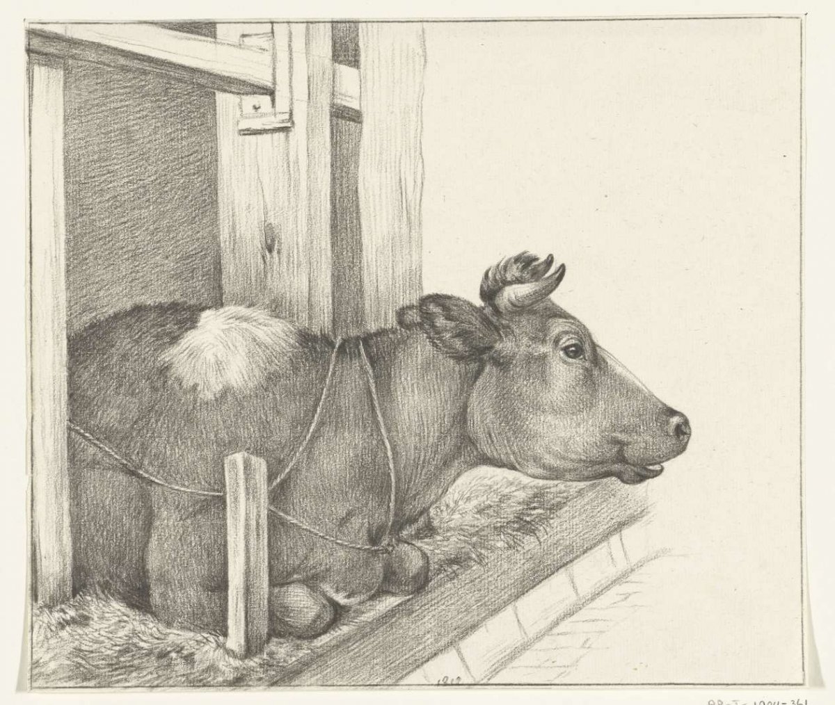 Cow, lying in a barn, to the right, Jean Bernard, 1812