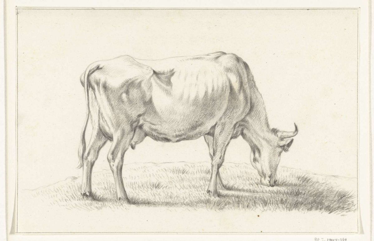 Grazing cow, to the right, Jean Bernard, 1775 - 1833