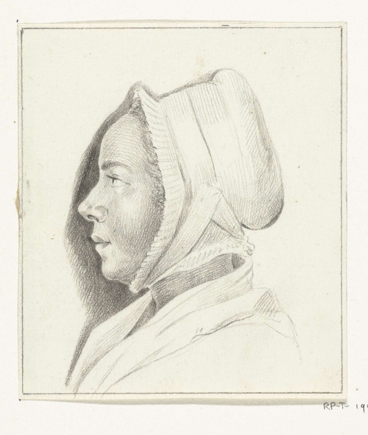 Portrait of an unknown young woman, en profil to the left, Jean Bernard, 1775 - 1833