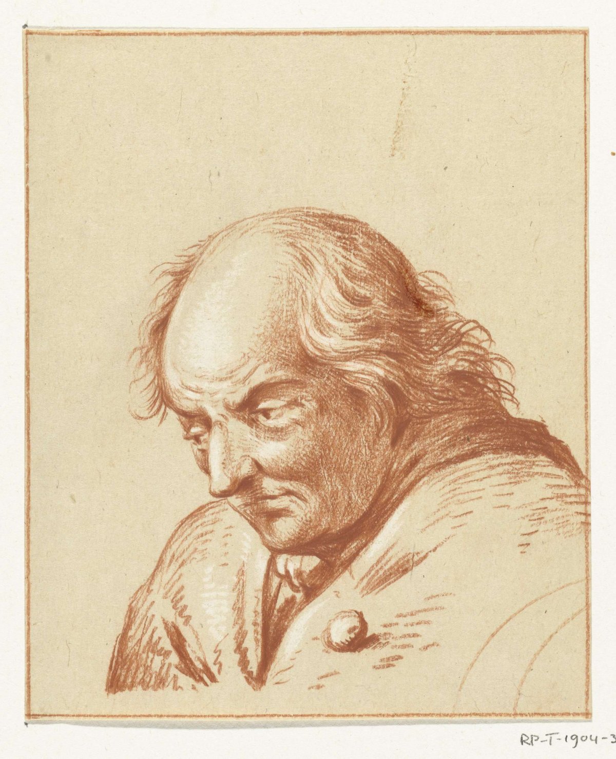 Bust of man, looking down, Jean Bernard, 1775 - 1833