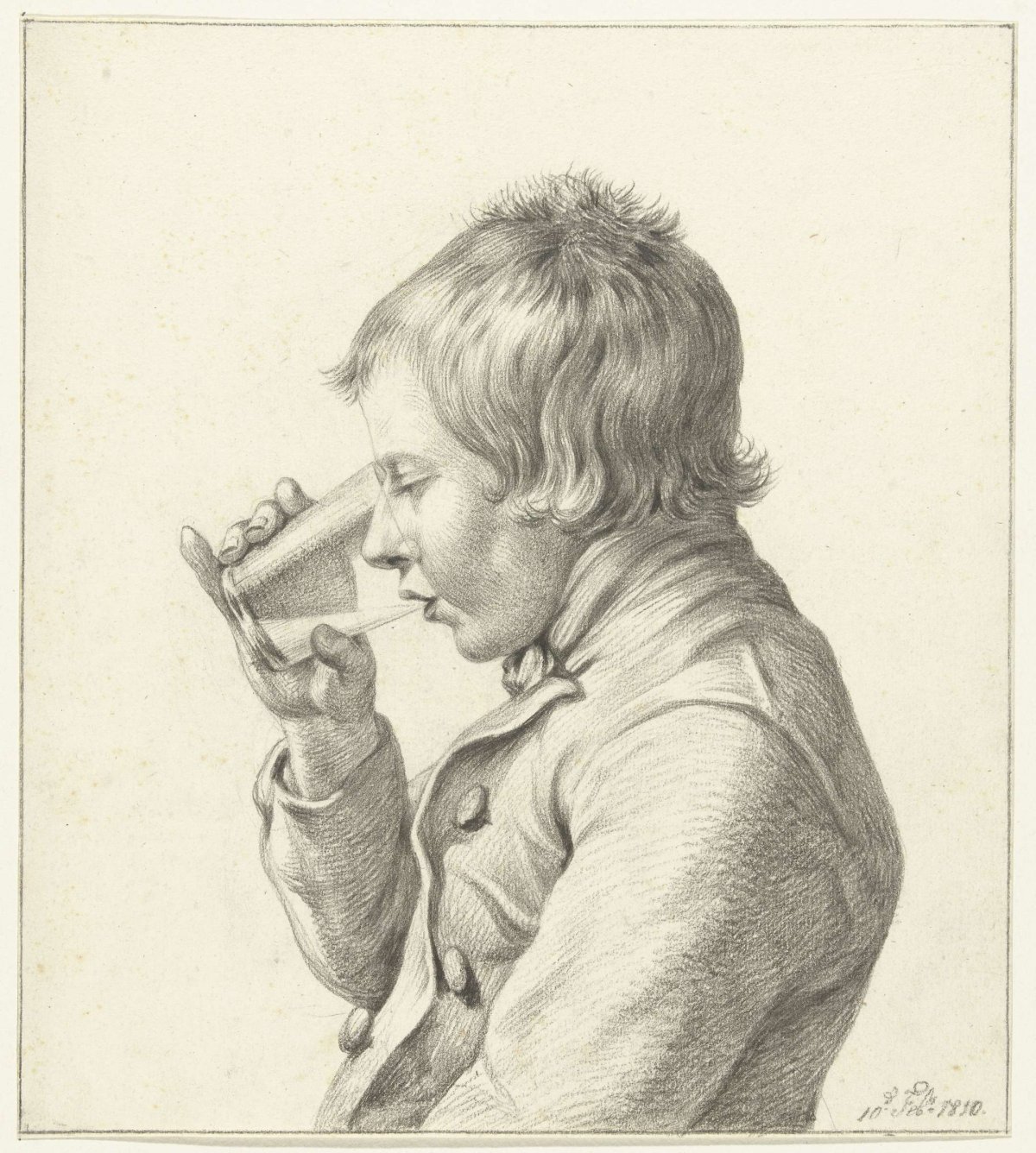 Boy, drinking from a glass, Jean Bernard, 1810