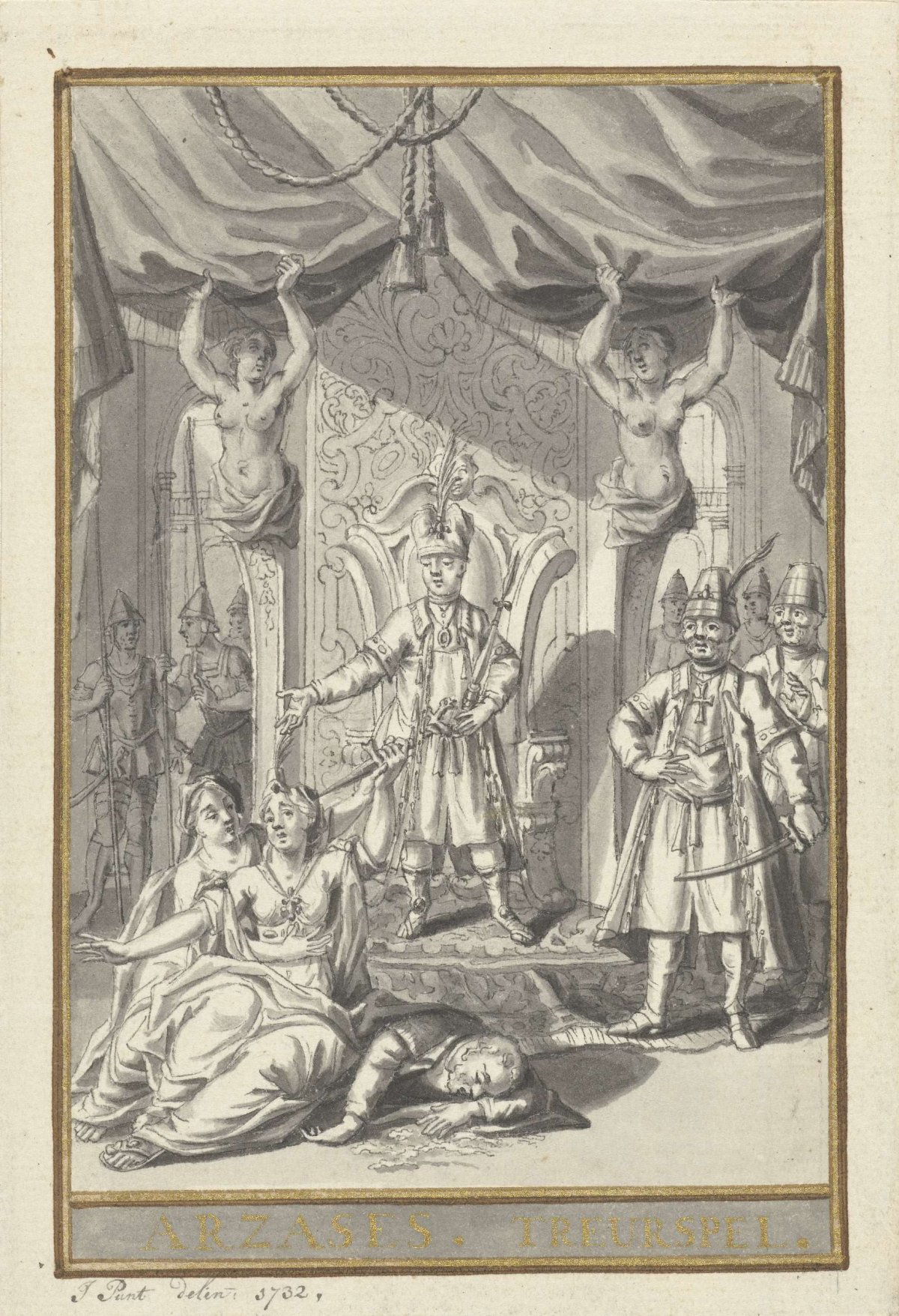 Design for the title page of the tragedy Arzases, Jan Punt, 1732