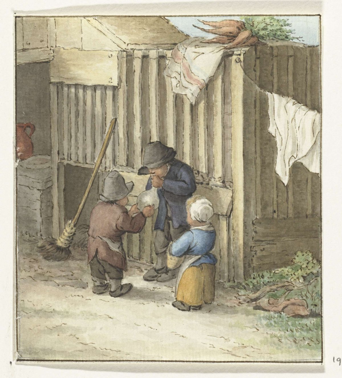 Three children playing with a pig's bladder, Jean Bernard, 1775 - 1833