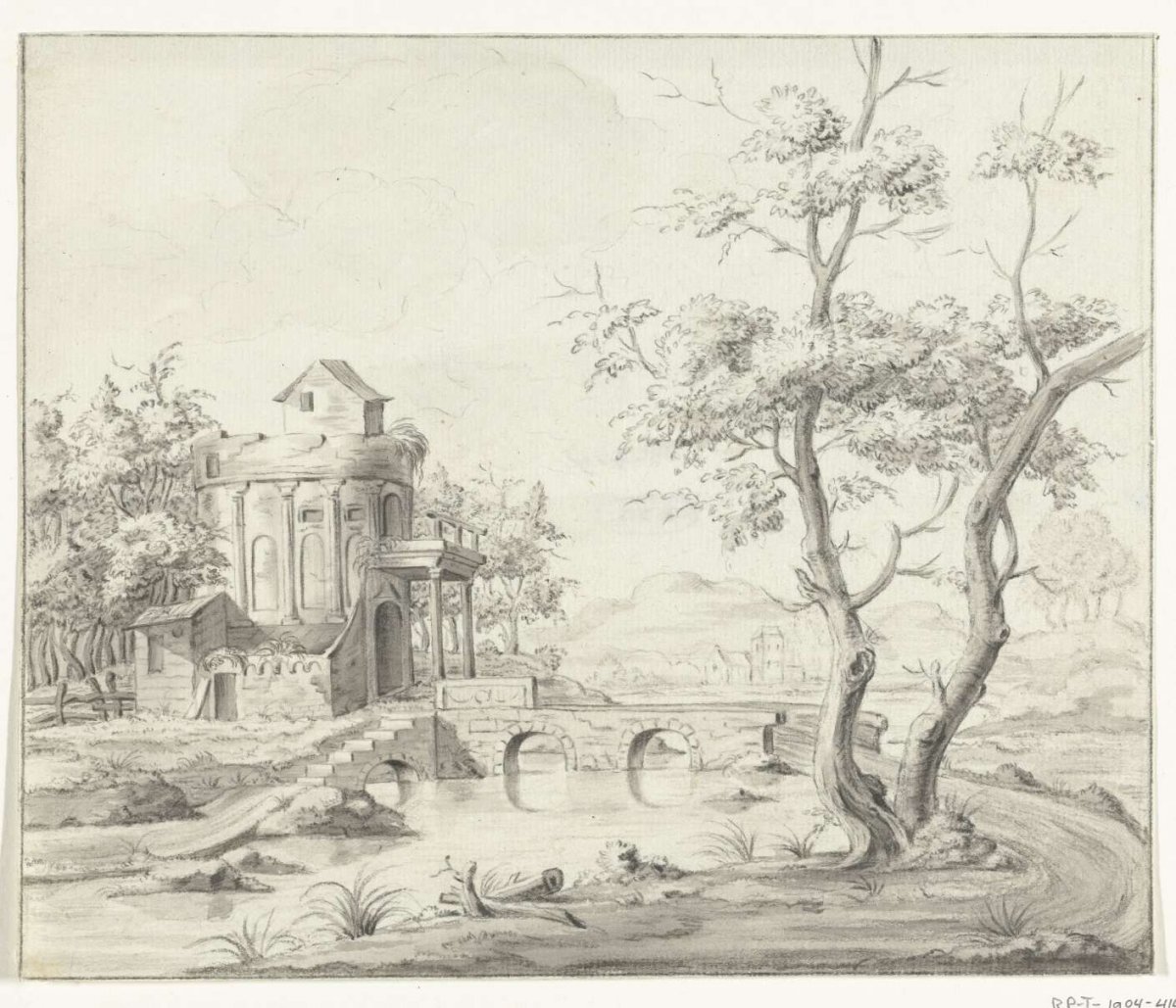 Landscape with fantastic ruin, Jean Bernard, 1775 - 1833