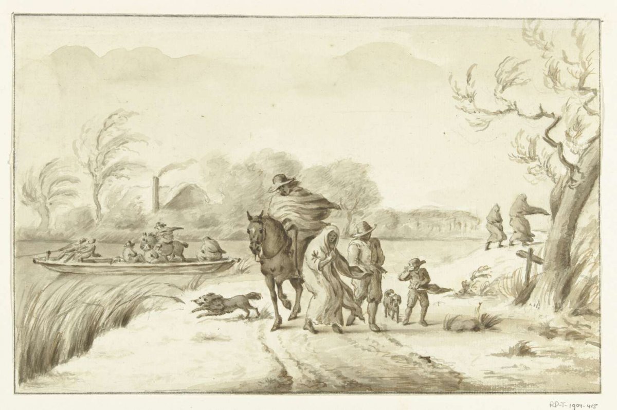 Landscape with figures in storm, Jean Bernard, 1775 - 1833