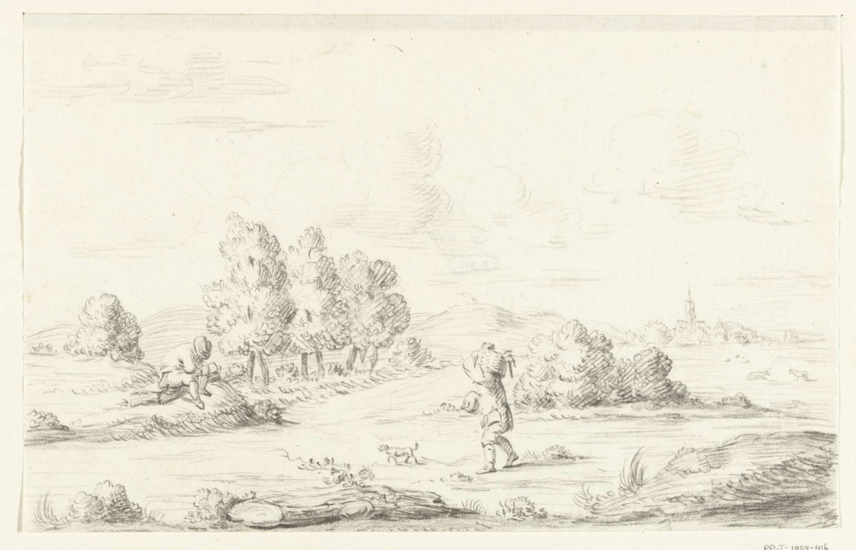 Landscape with two men, Jean Bernard, 1775 - 1833