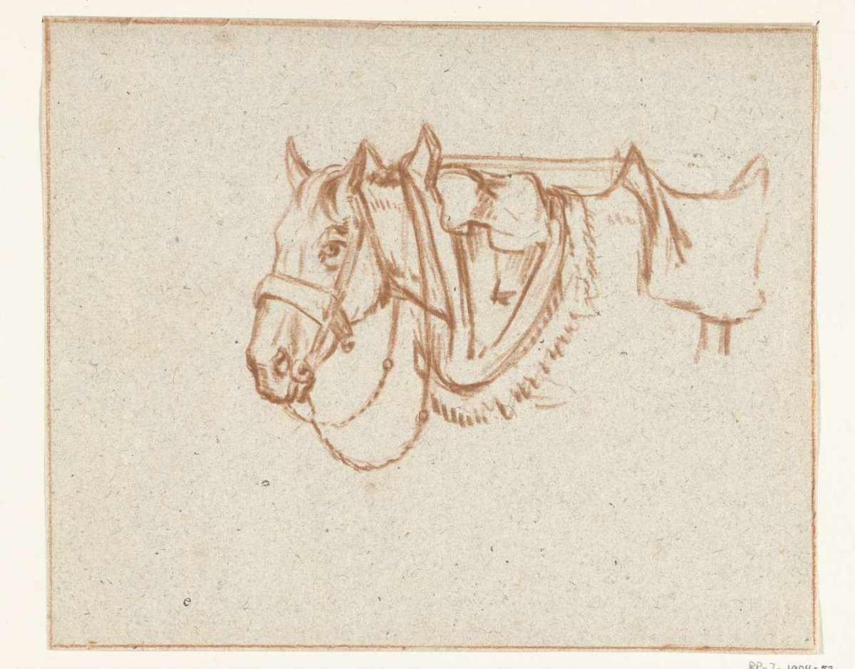 Head of a harnessed horse, to the left, Jean Bernard, 1775 - 1833