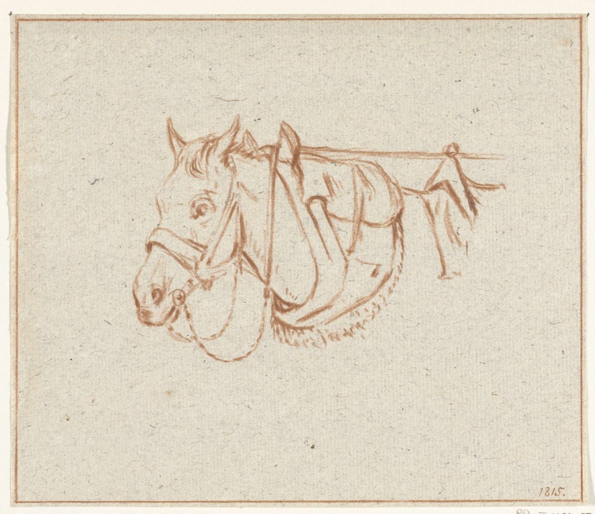 Head of a harnessed horse, to the left, Jean Bernard, 1815